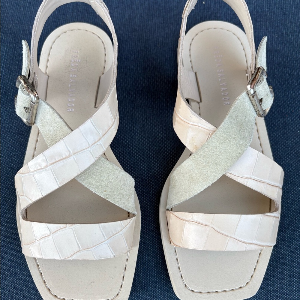 Freda Salvador Cream Leather Platform sandals | Size 6.5
